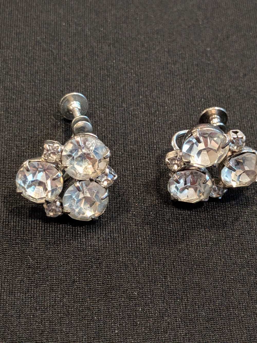 B#2: Vintage 1950 s Rosenberg Crystal Cluster Screw-Back Earrings